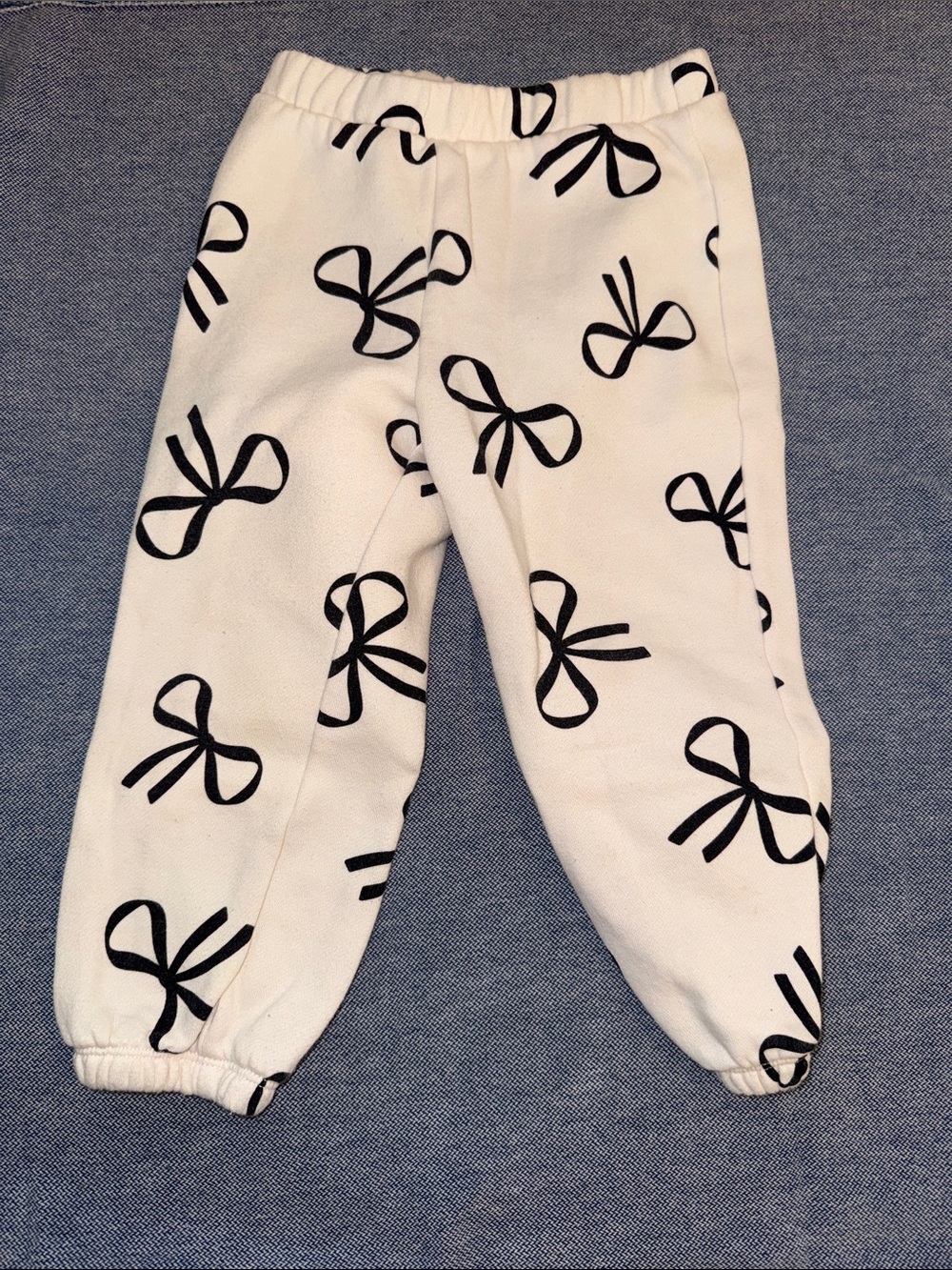 The Children's Place White Jogger Sweatpants with Black Bow Print